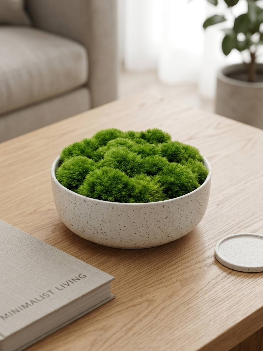 Medium preserved moss centrepiece in ceramic bowl – Standard