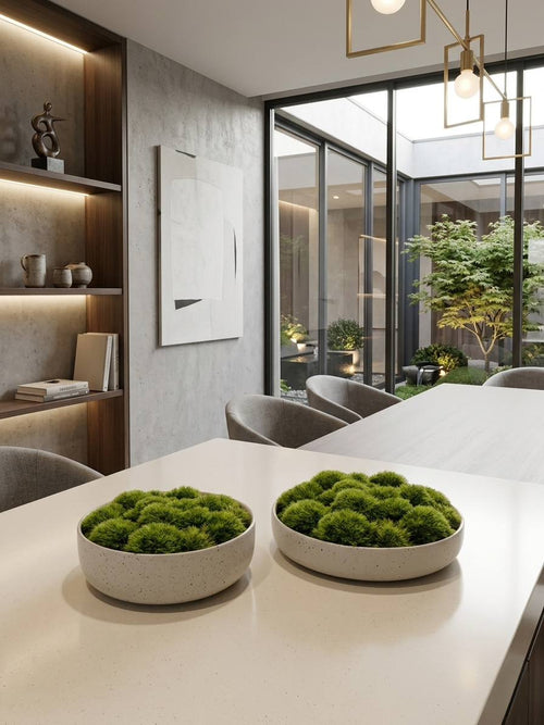 Medium and large preserved moss centrepiece ceramic bowl – size comparison