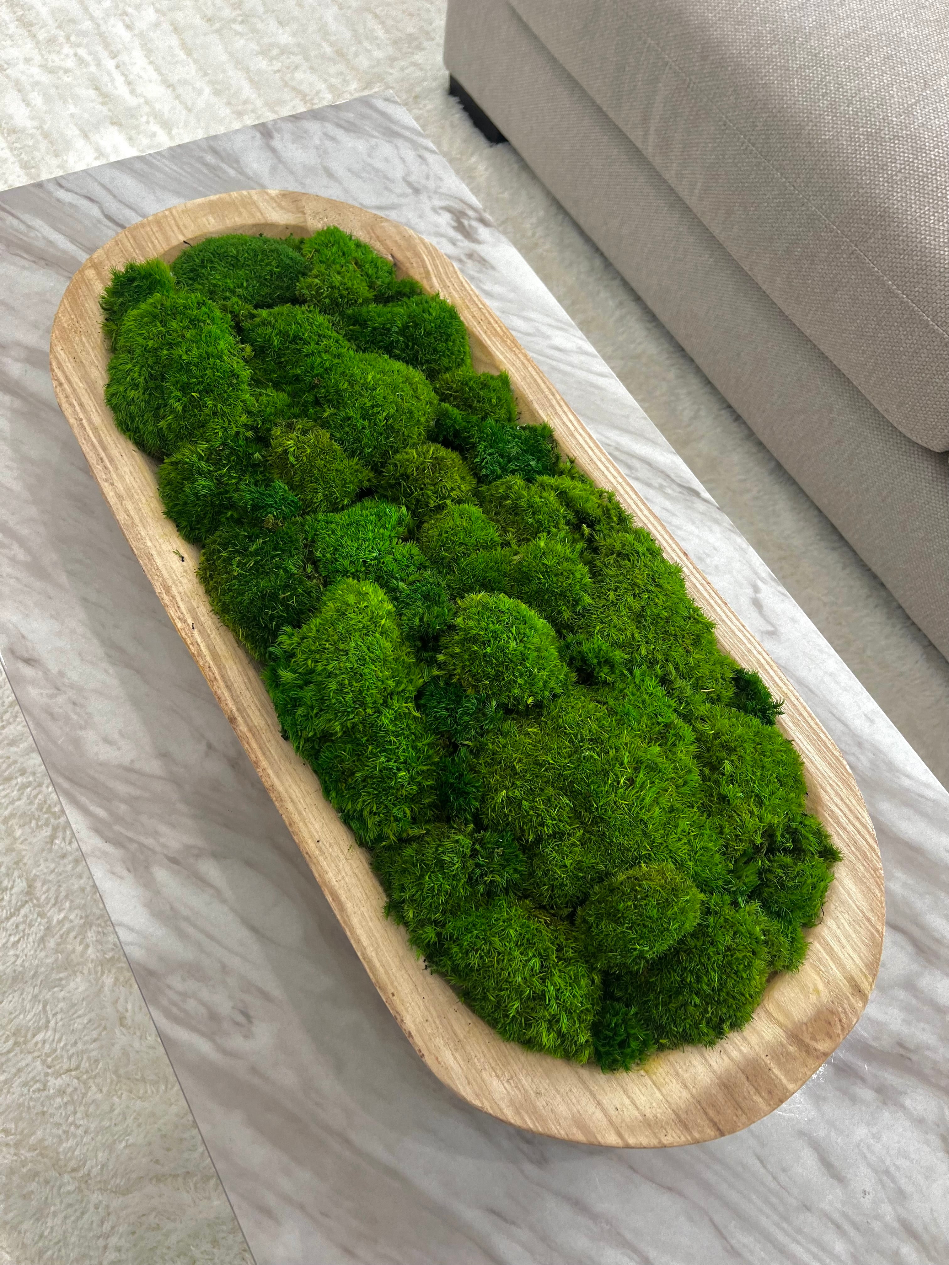 Extra large preserved moss centrepiece in wooden tray – Standard