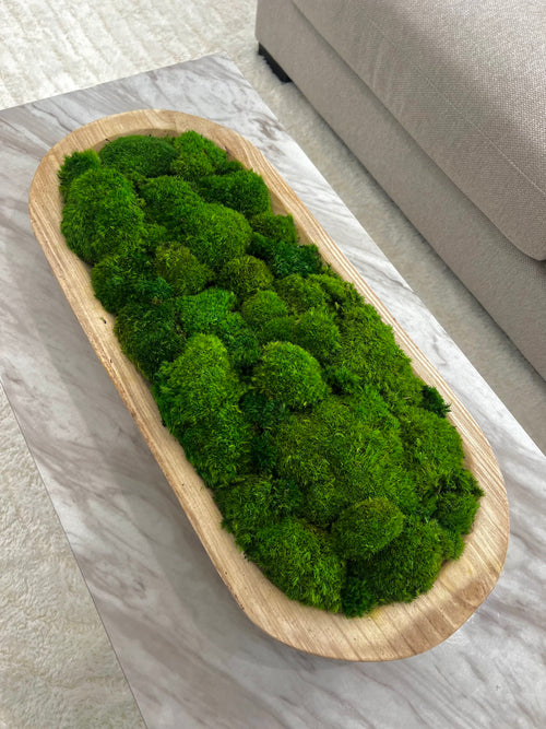 Extra large preserved moss centrepiece in wooden tray – Standard