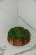 Medium preserved moss centrepiece in brown wooden bowl – Standard