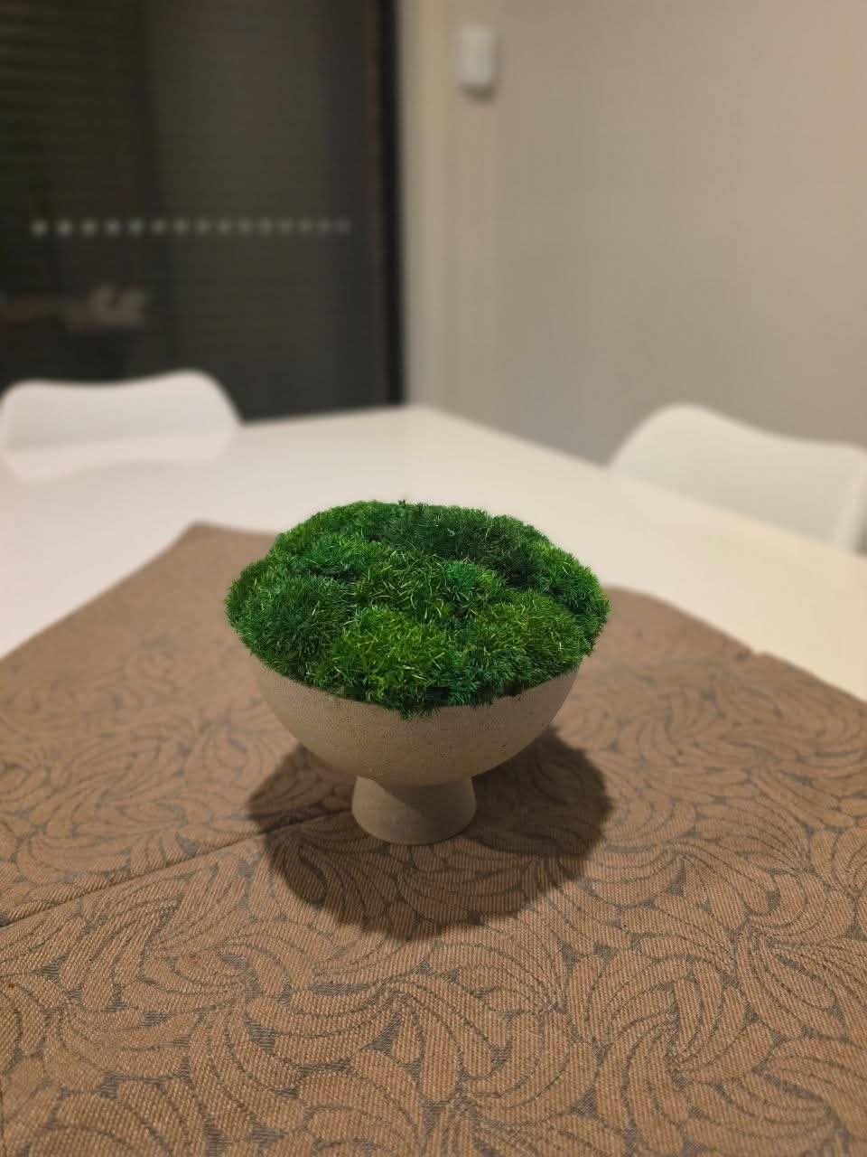 Small Pedestal Preserved Moss Centrepiece – Ceramic